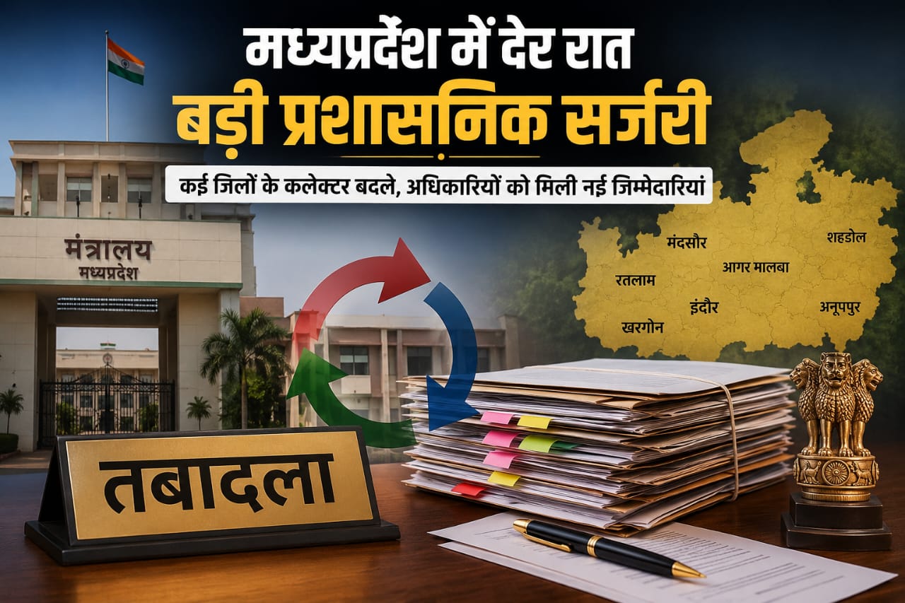 MP में देर रात बड़ी प्रशासनिक सर्जरी